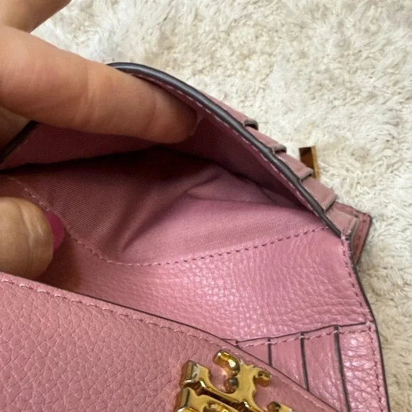 Tory Burch Kira Mauve Pebbled Leather Medium Flap Wallet - Picture 8 of 11
